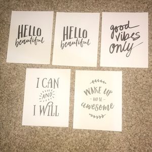 Fashion Women Art Prints Set of 5 No Frame